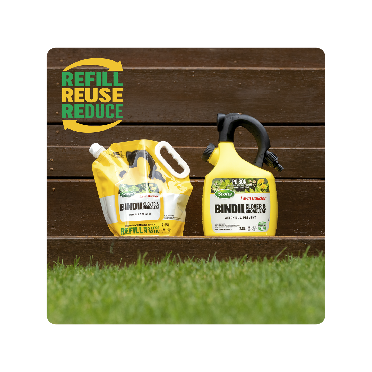 Scotts Lawn Builder Bindii Clover Broadleaf Weedkiller - 180m² Refillable Bottle