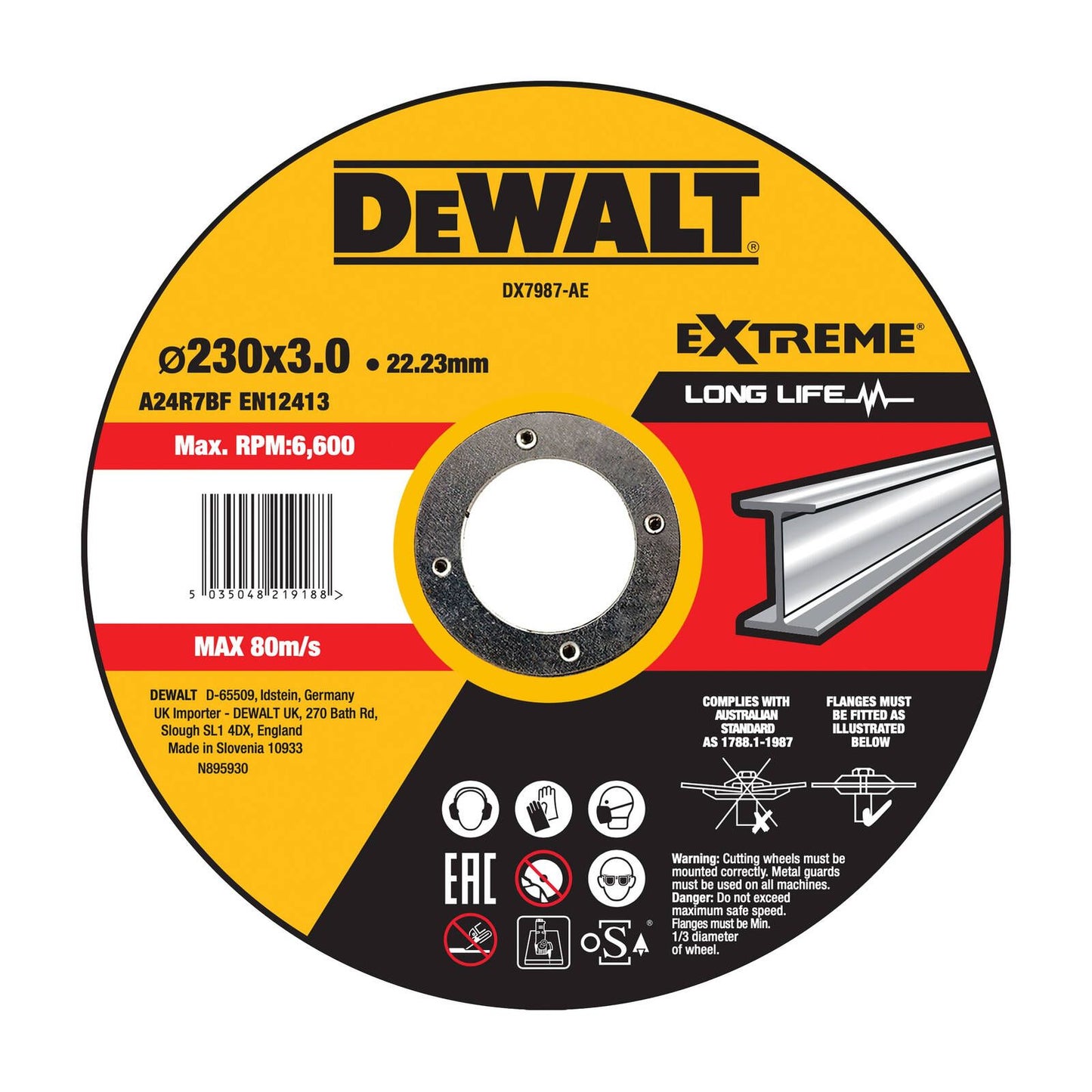 Dewalt Extreme Bonded Abrasive Metal Cut Grind Disc - 230 x 3mm