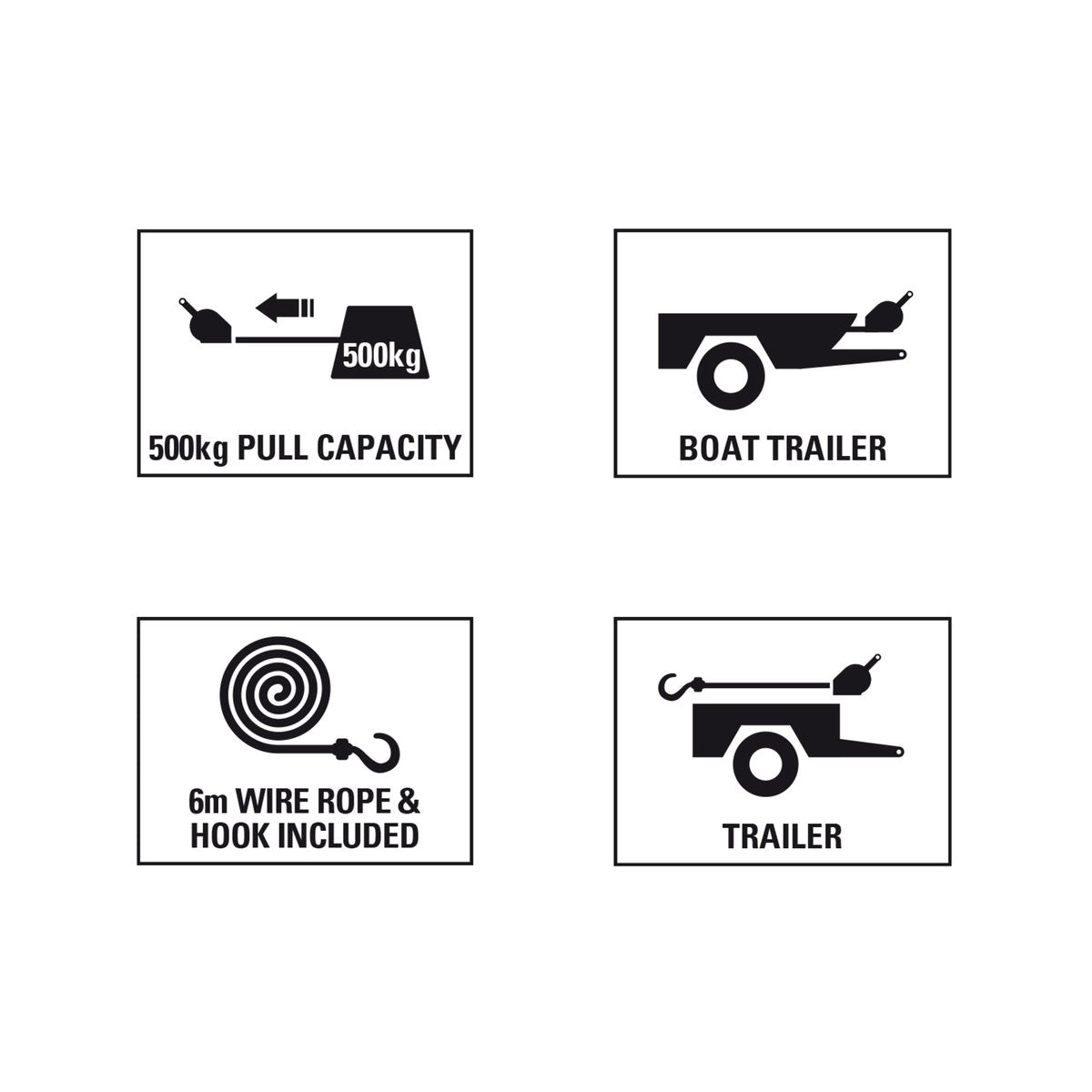 Gorilla 500kg Hand Winch - 6m Wire Rope - Galvanised Steel - Durable
