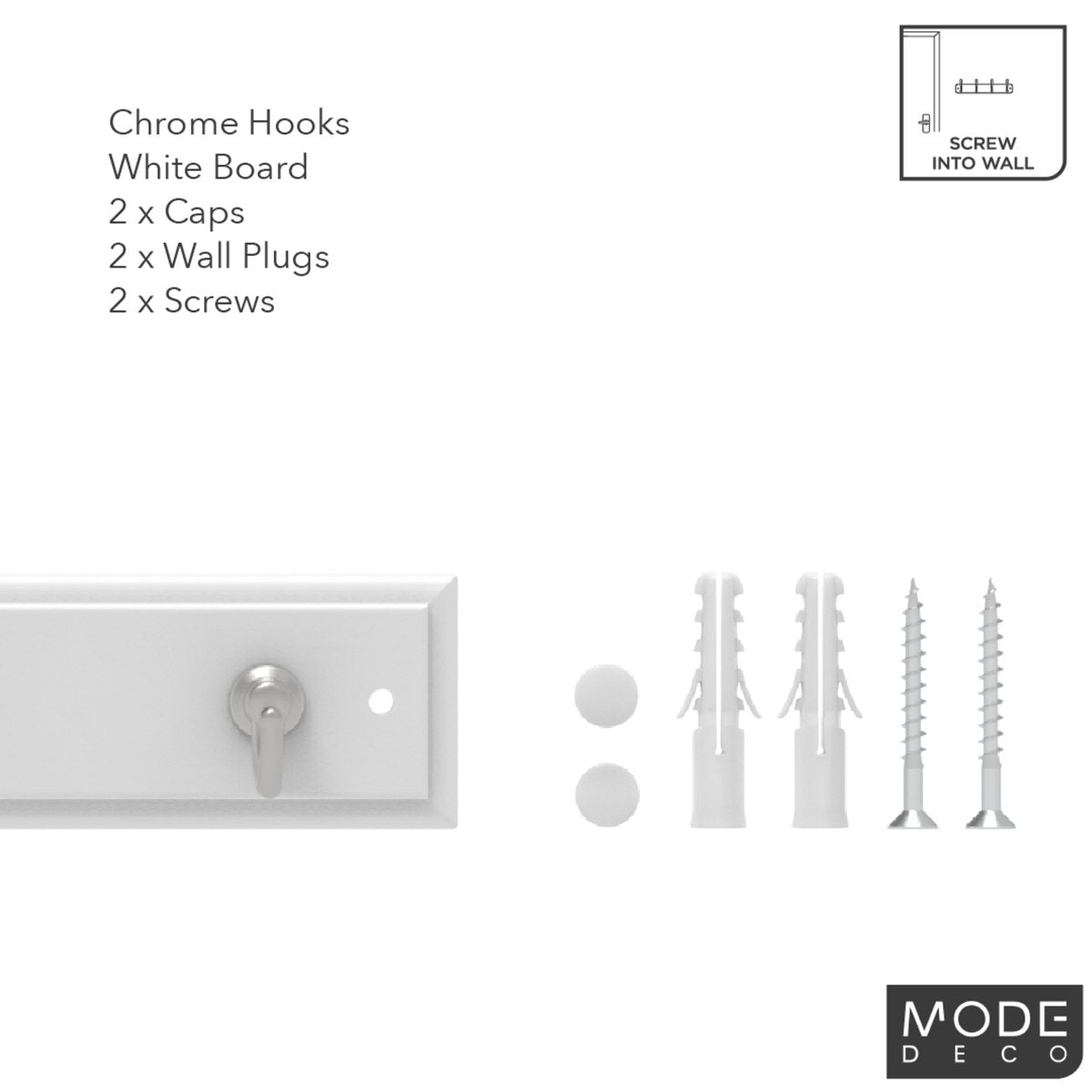Mode Perma White Board - Key Rack - 240mm MDF - Durable Design