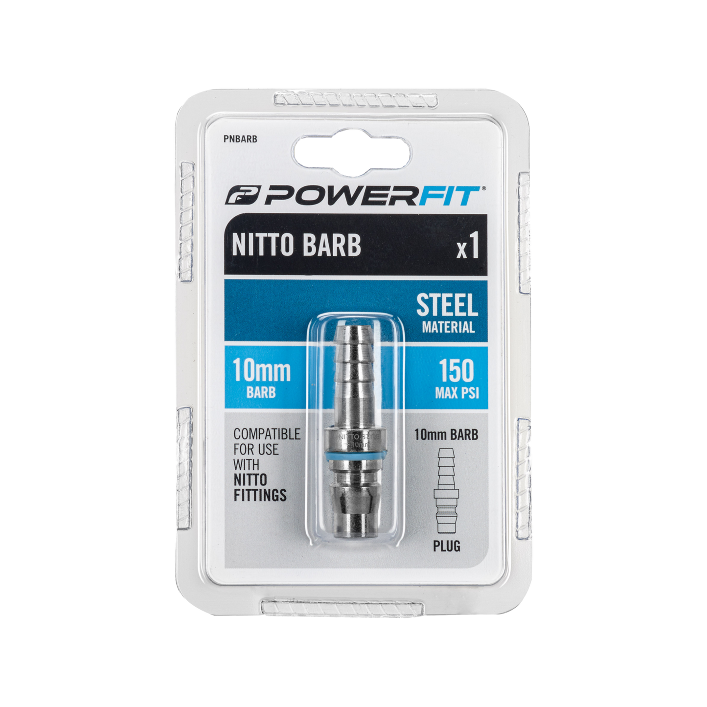 Powerfit Nitto Barb Plug - 10mm - 150PSI