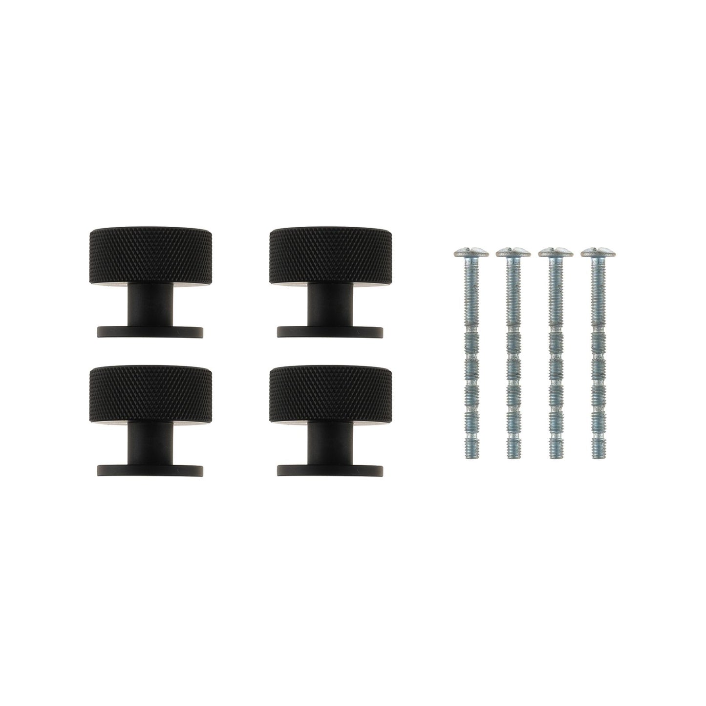 Taskmaster Knurled Cabinet Knob - 32mm - Matte Black - 4 Pack