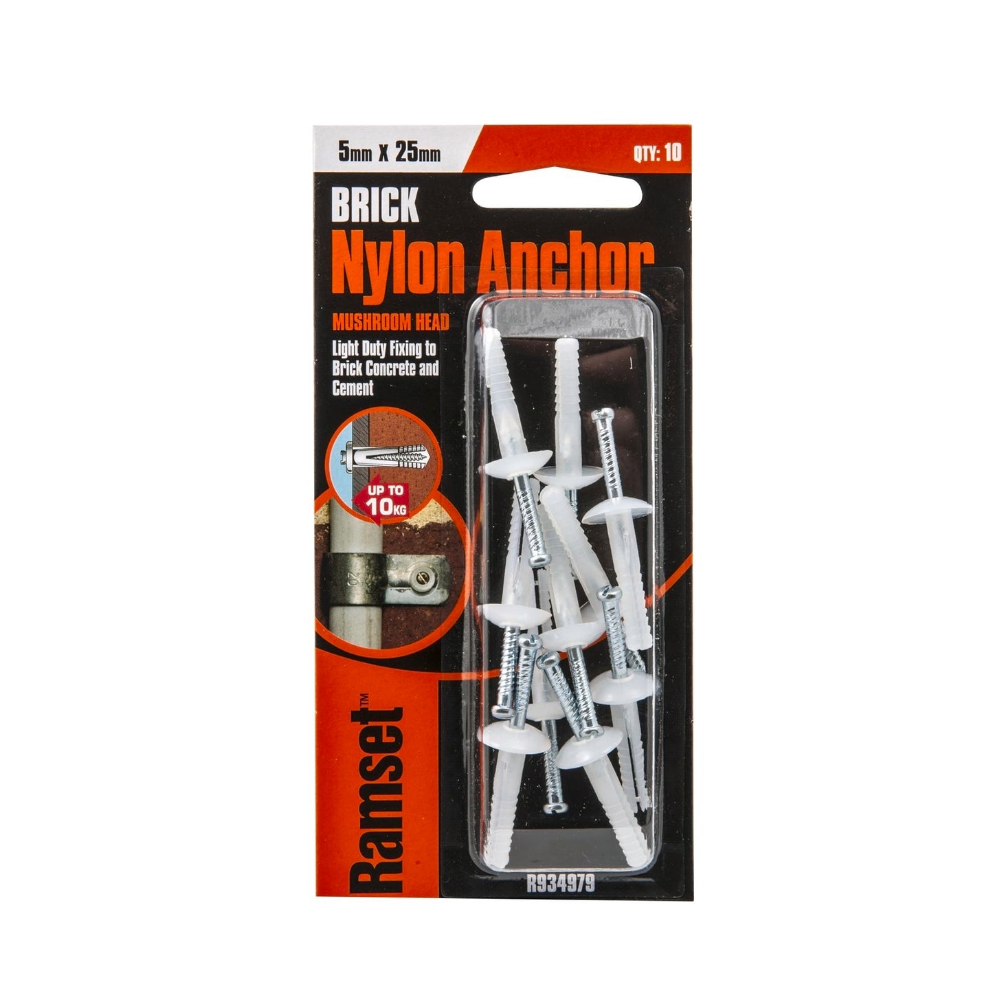 Ramset Nylon Anchor - 5 x 25mm - 10 Pack