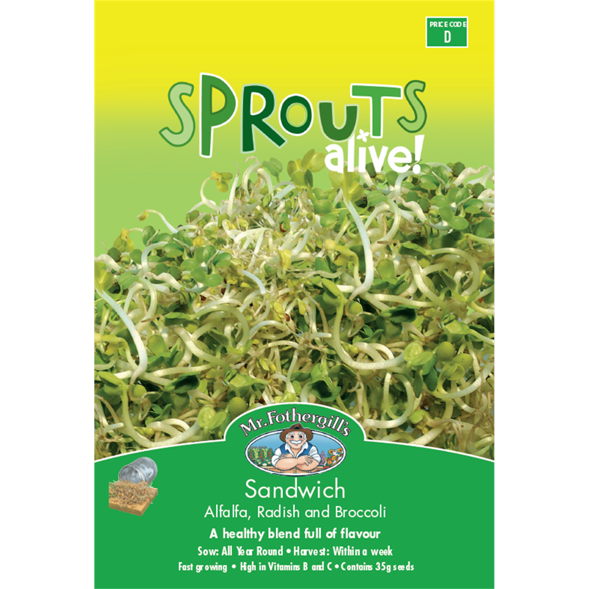 Mr Fothergill's Sprouts Alive Sandwich Mix Seeds - 110g - Healthy Blend
