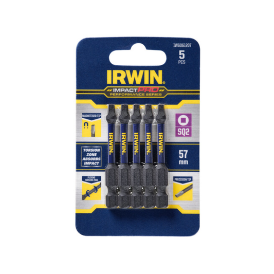 Irwin Impact Pro Performance Bits 57mm SQ2 5 Pack