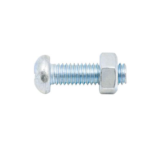 Zenith Round Head Bolt & Nut - 6 x 20mm - 12 Pack