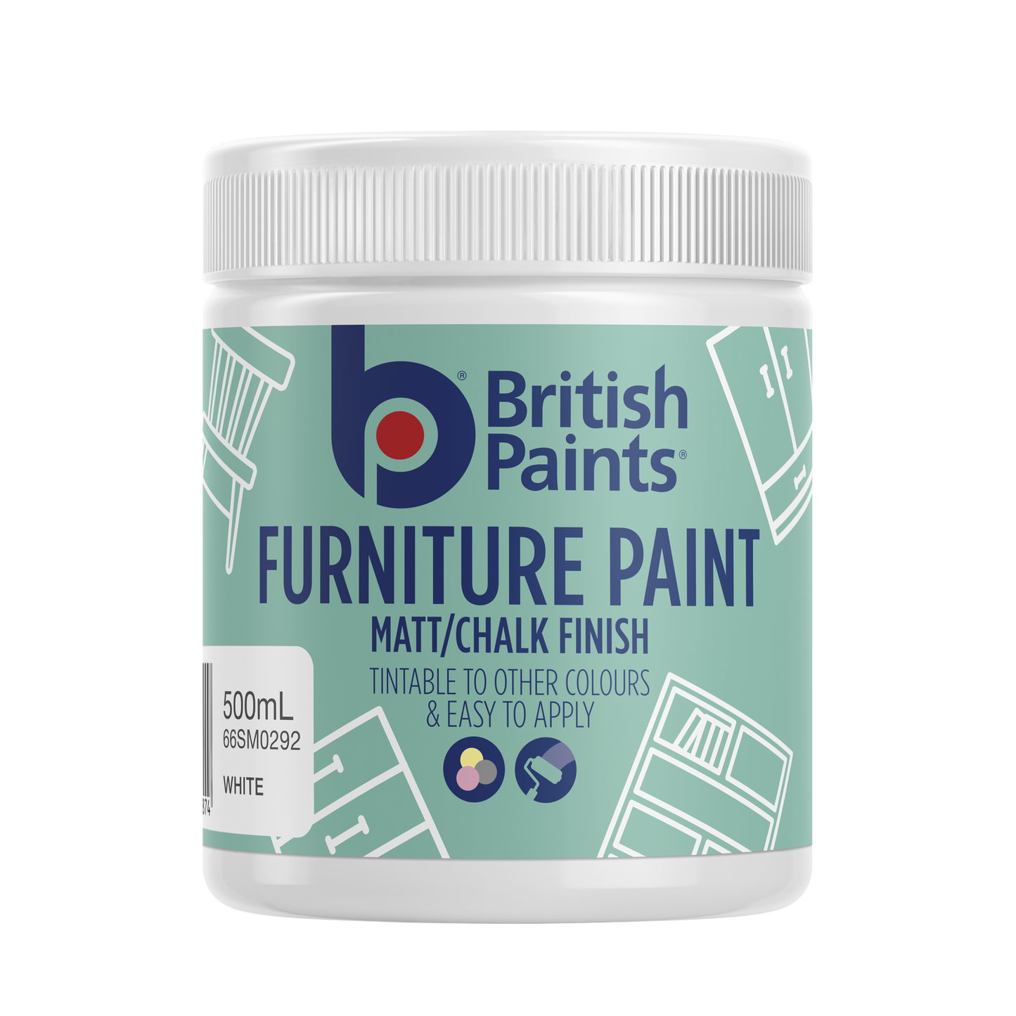 British Paints White Base Furniture Paint - 0.5L