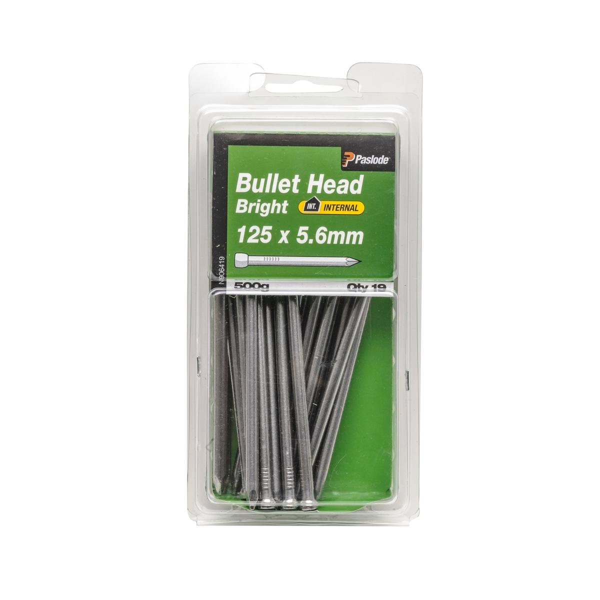 Paslode Bullet Head Nails 125mm Bright Steel 500g Indoor Use