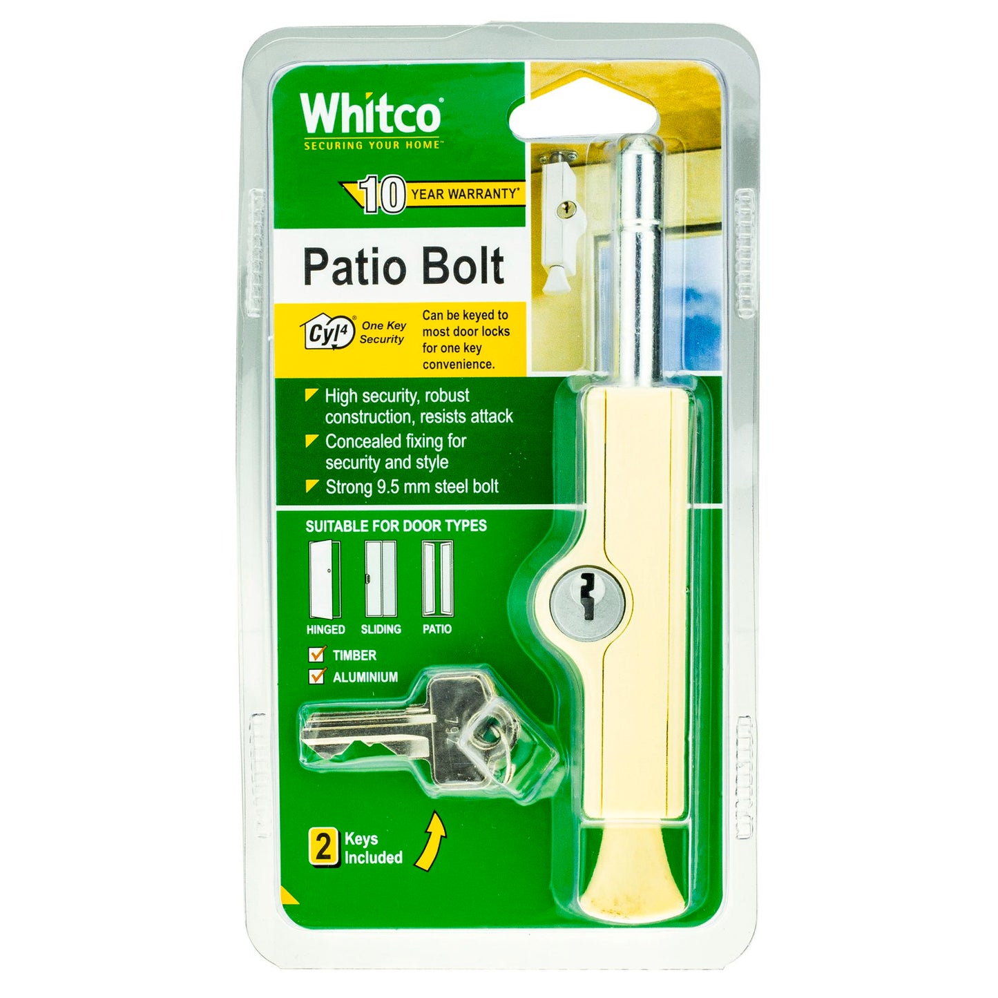 Whitco Primrose Patio Bolt - 21mm