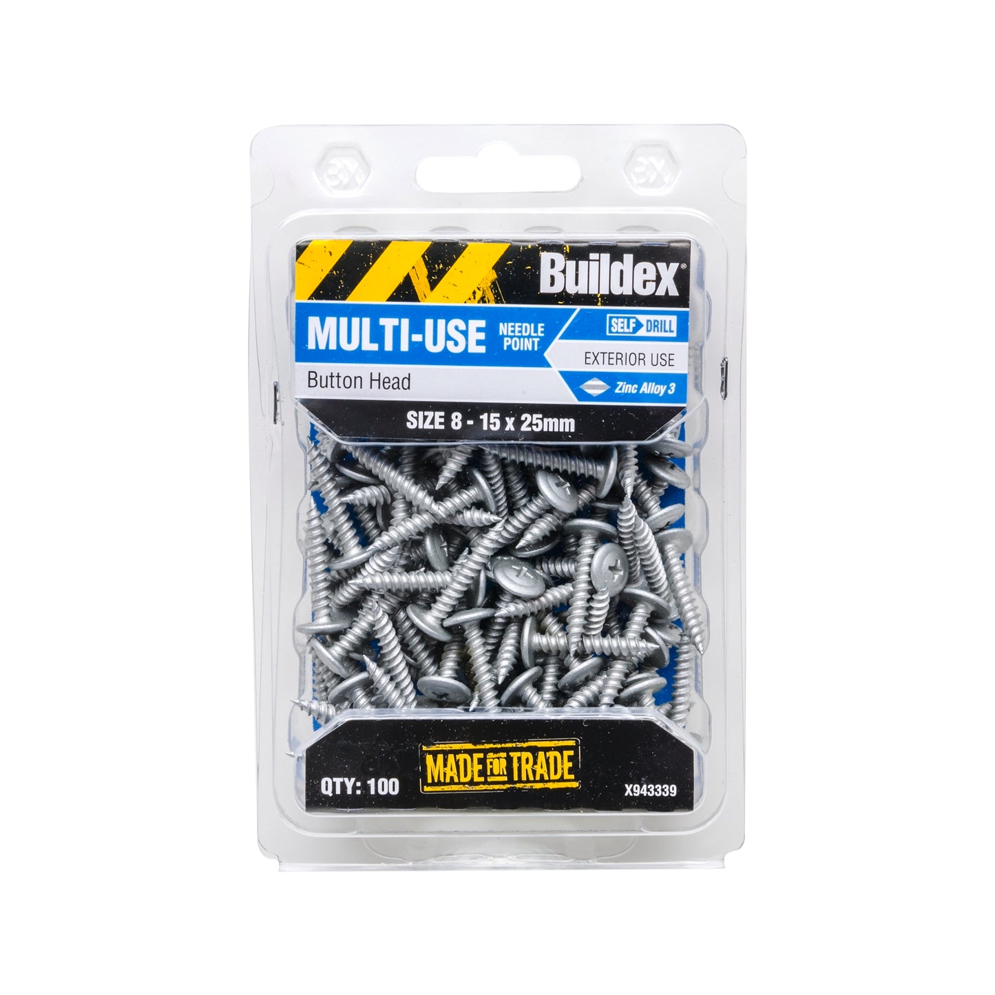 Buildex Button Head Needle Point Screw - 8 15 x 25mm - 100 Pack