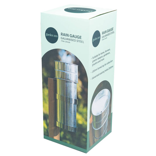 Garden Zen Rain Gauge - 130mm - Galvanised Steel - Professional Calibration