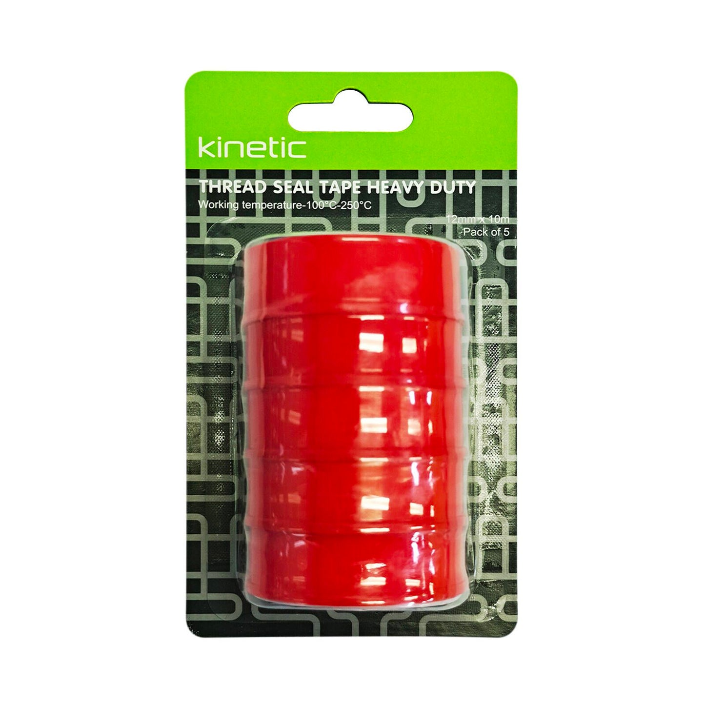 Kinetic Heavy Duty Thread Seal Tape - 12mm x 10m - 5 Pack - Pink