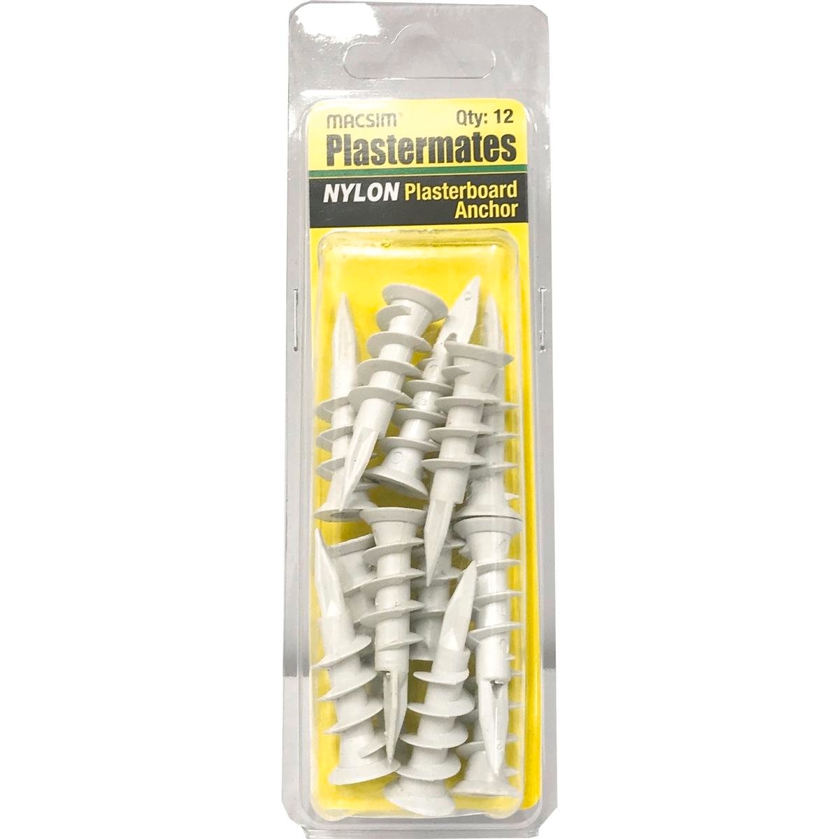 Macsim Plastermate Anchor - 45mm - Nylon - Self Drilling - 12 Pack
