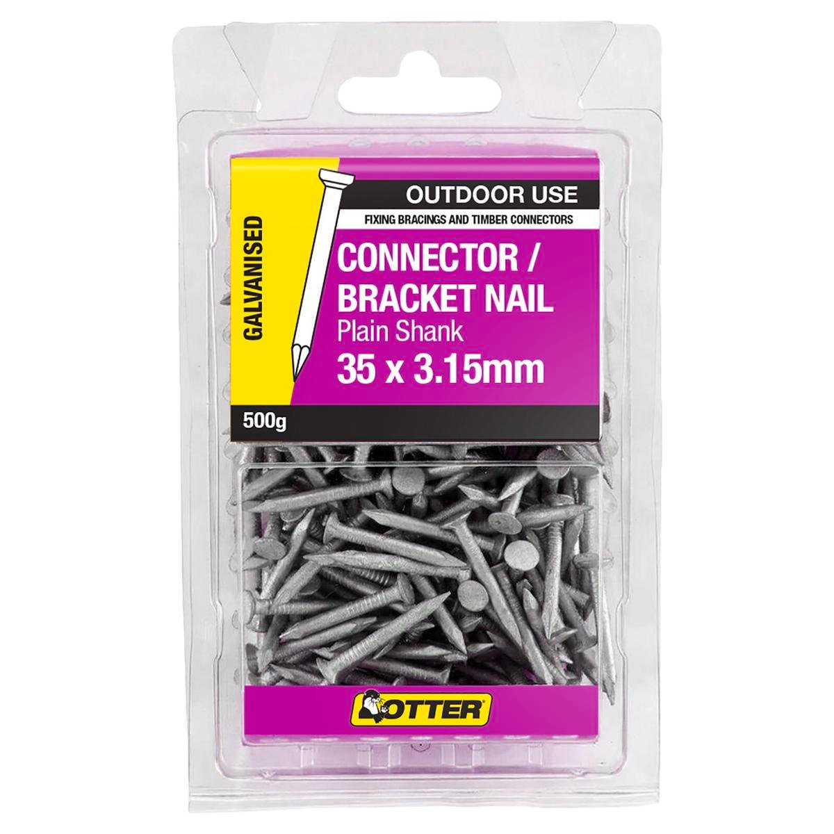 Otter Connector Bracket Nails - 3.15mm - Galvanised - Reinforced Head - 500g Pack