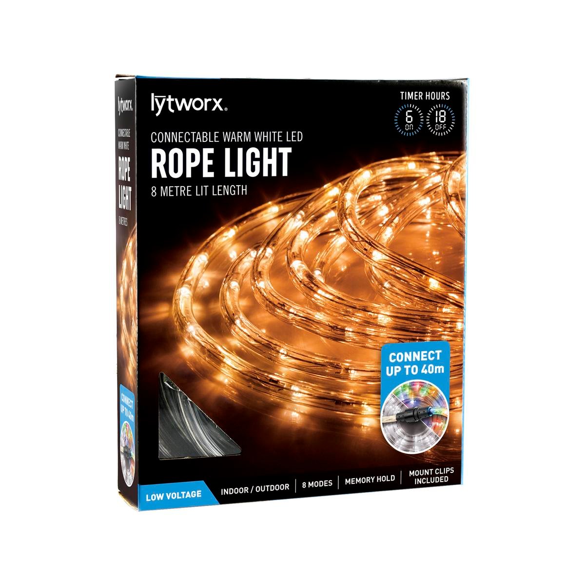 Lytworx 8m Warm White LED Connectable Rope Light PVC Low Voltage