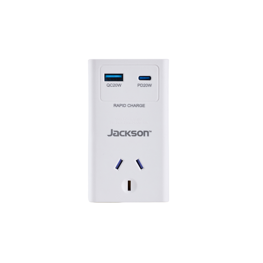 Jackson Outlet Adaptor - 1 - USB-C & USB-A - 20W - White