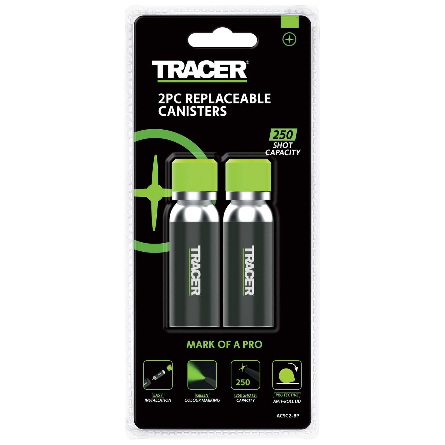 Tracer Trueshot Deep Hole Spray Replacement Cannister - 2 Pack - Green