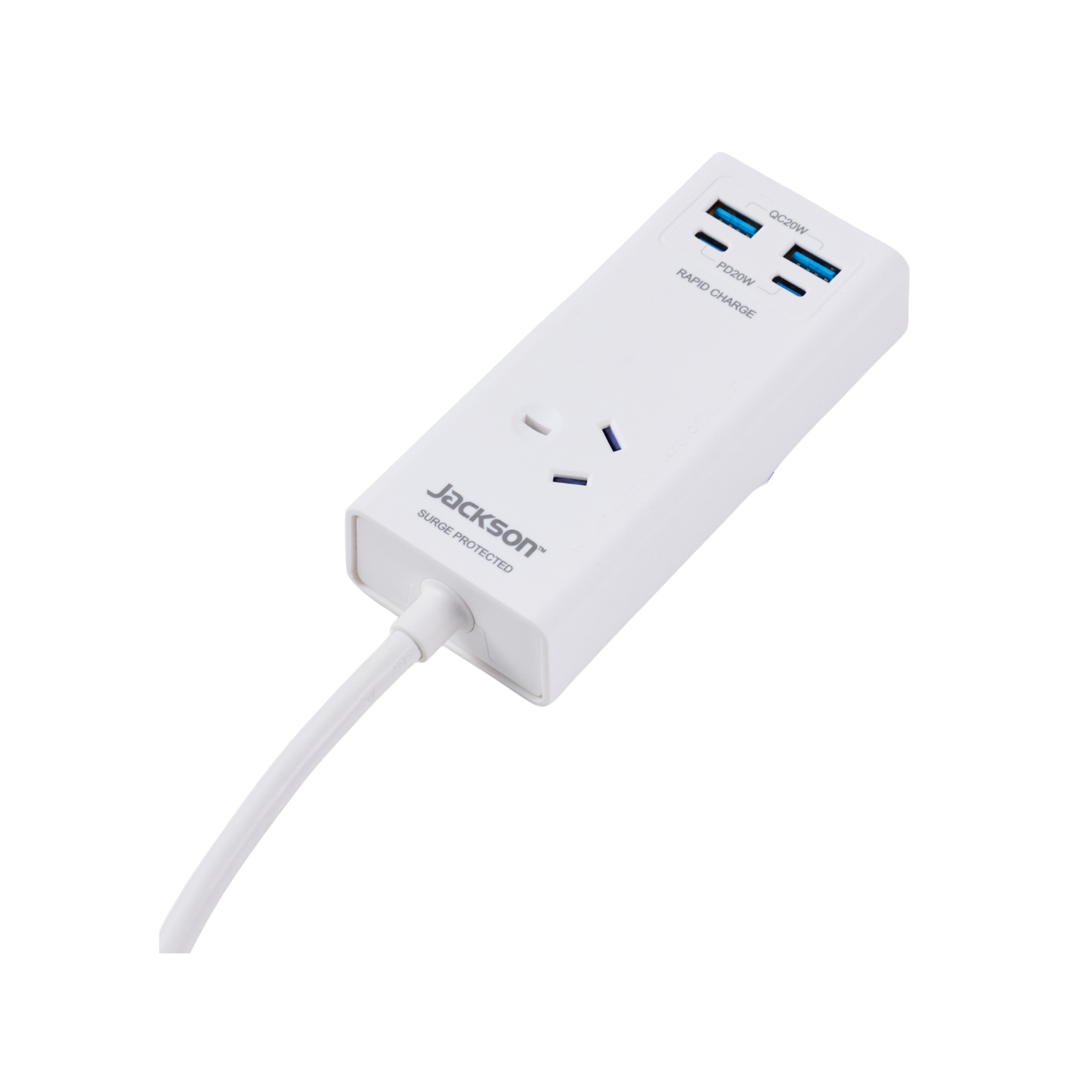 Jackson Outlet Adaptor - 1 - USB 2A 2C - 0.9m - White