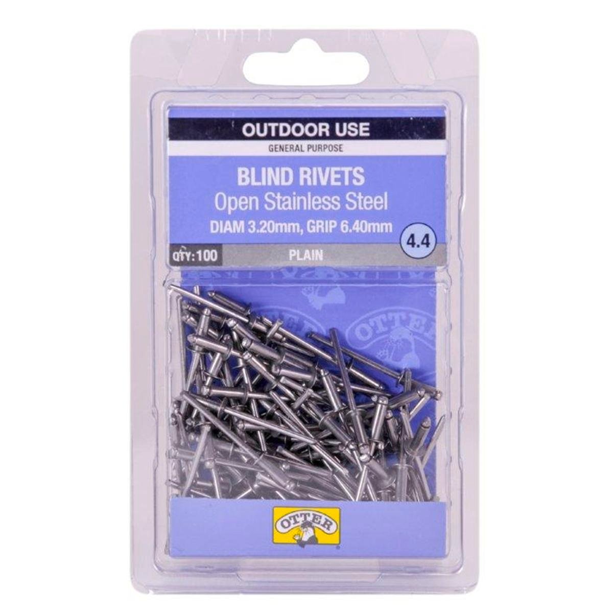 Otter Open Stainless Steel Blind Rivets 2 x 6 4mm 100 Pack