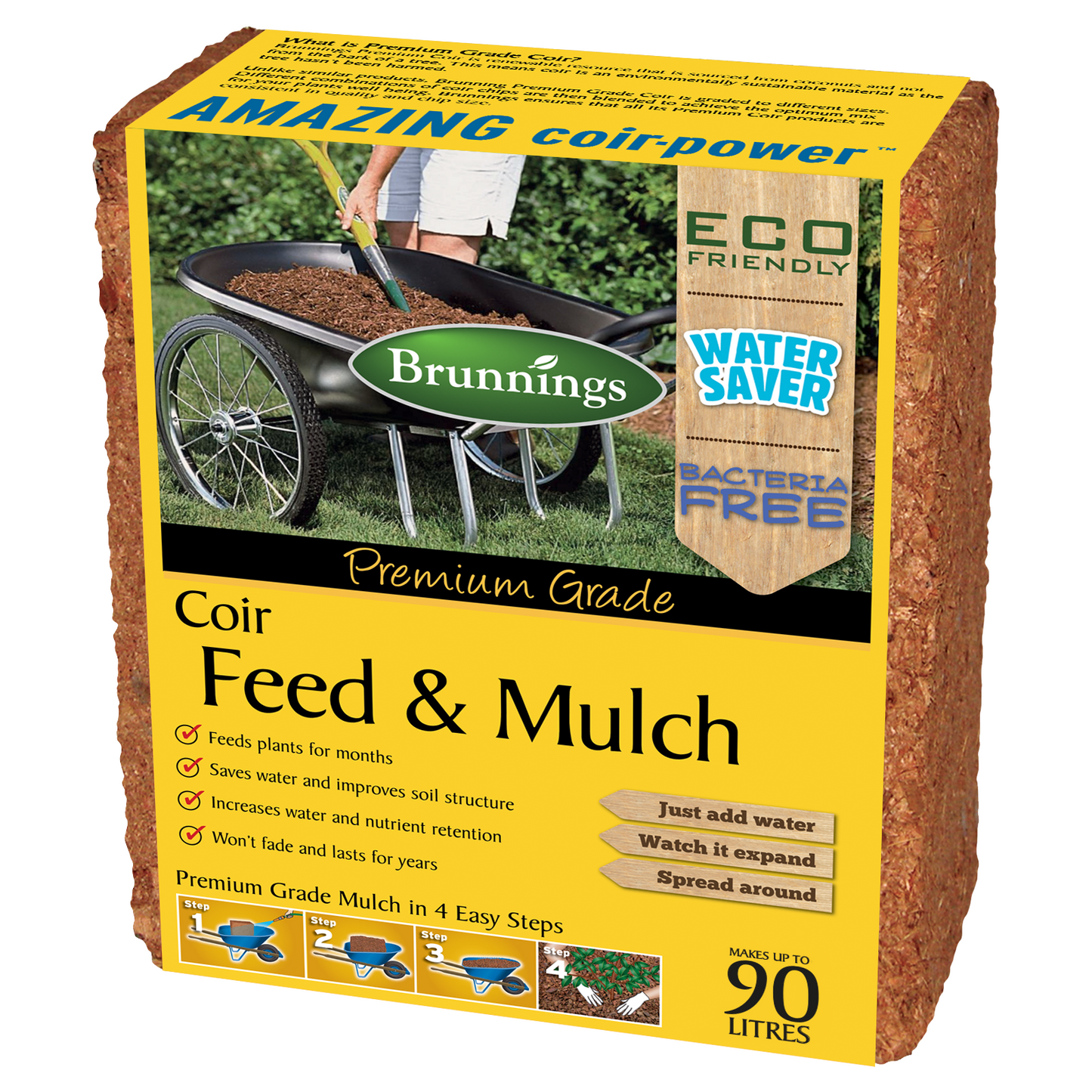 Brunnings Coir Feed and Mulch Block - 90L