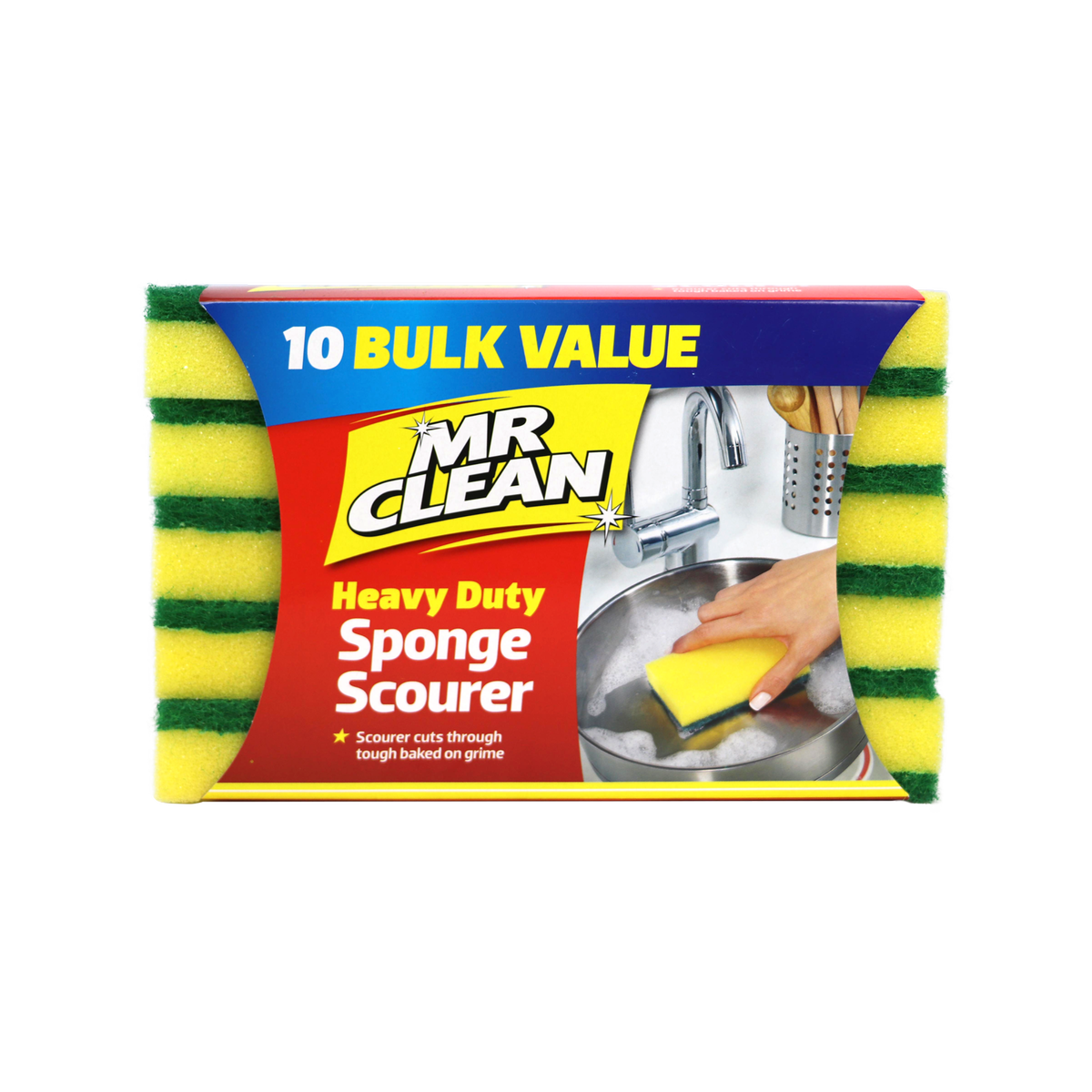Mr Clean Sponge Scourer 10 Pack - Super Absorbent - Polyether Polyester - Streak Free