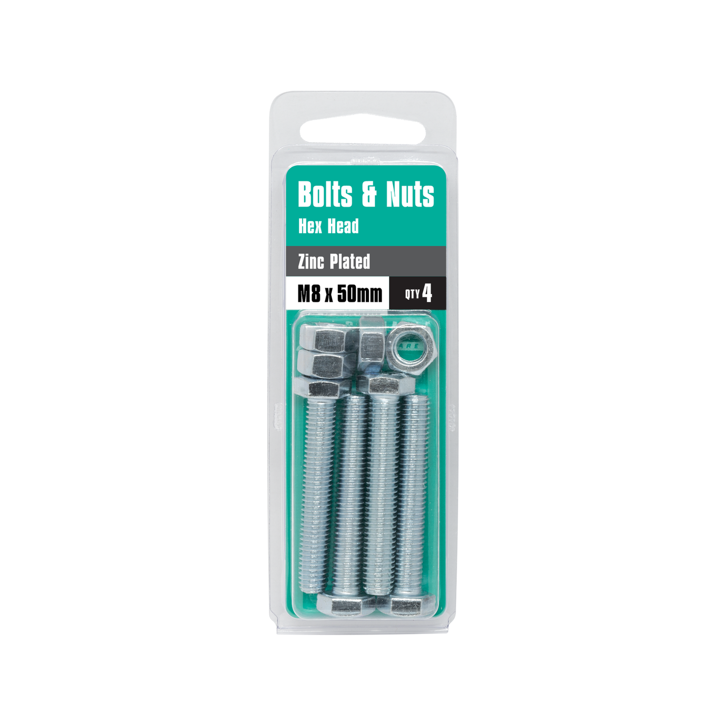 Pinnacle Hex Head Bolts and Nuts - M8 x 50mm - 4 Pack