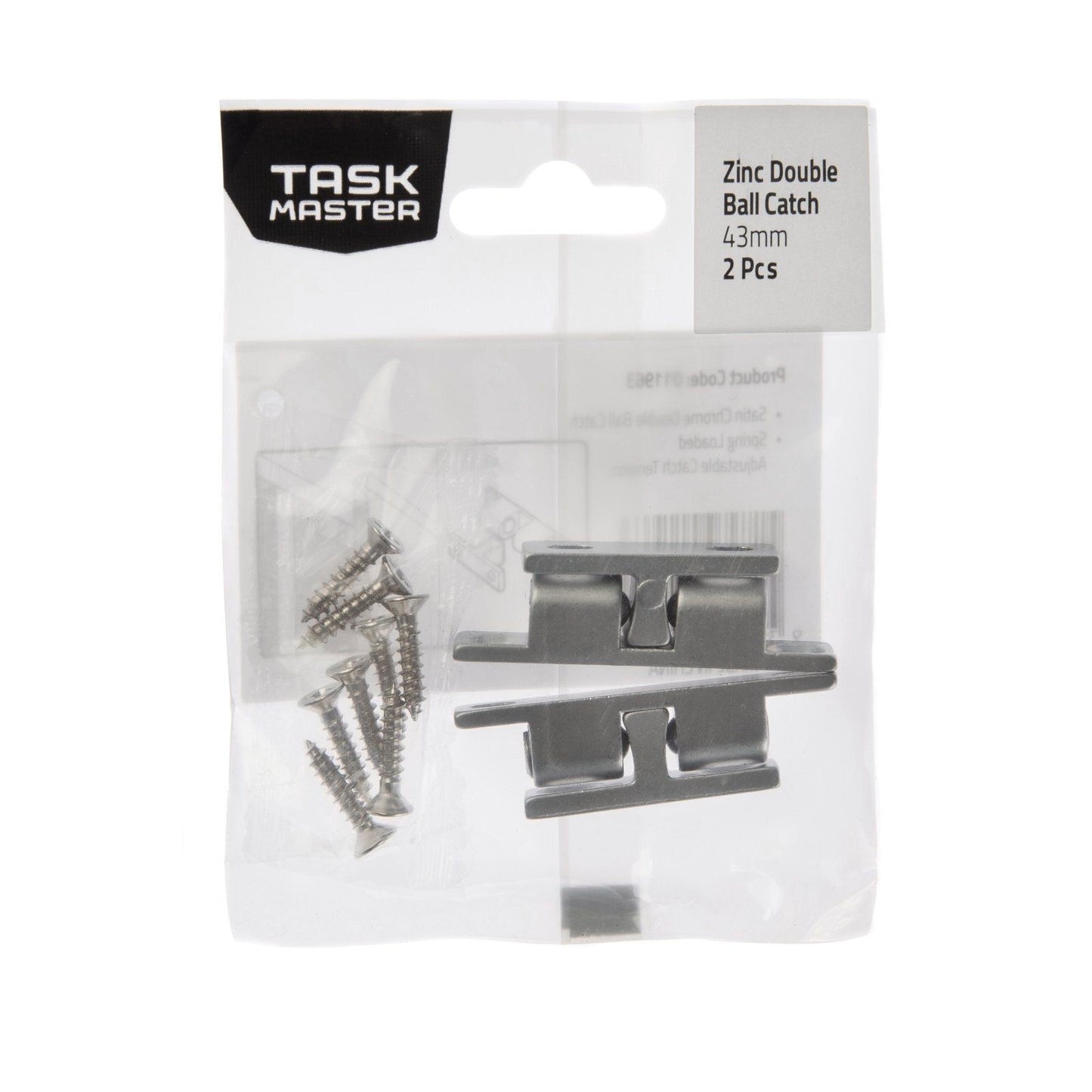 Taskmaster Double Ball Catch - 43mm - Zinc - 2 Pack
