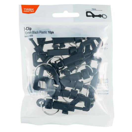 Taskmaster J Clip - 70mm - Black - 10 Pack