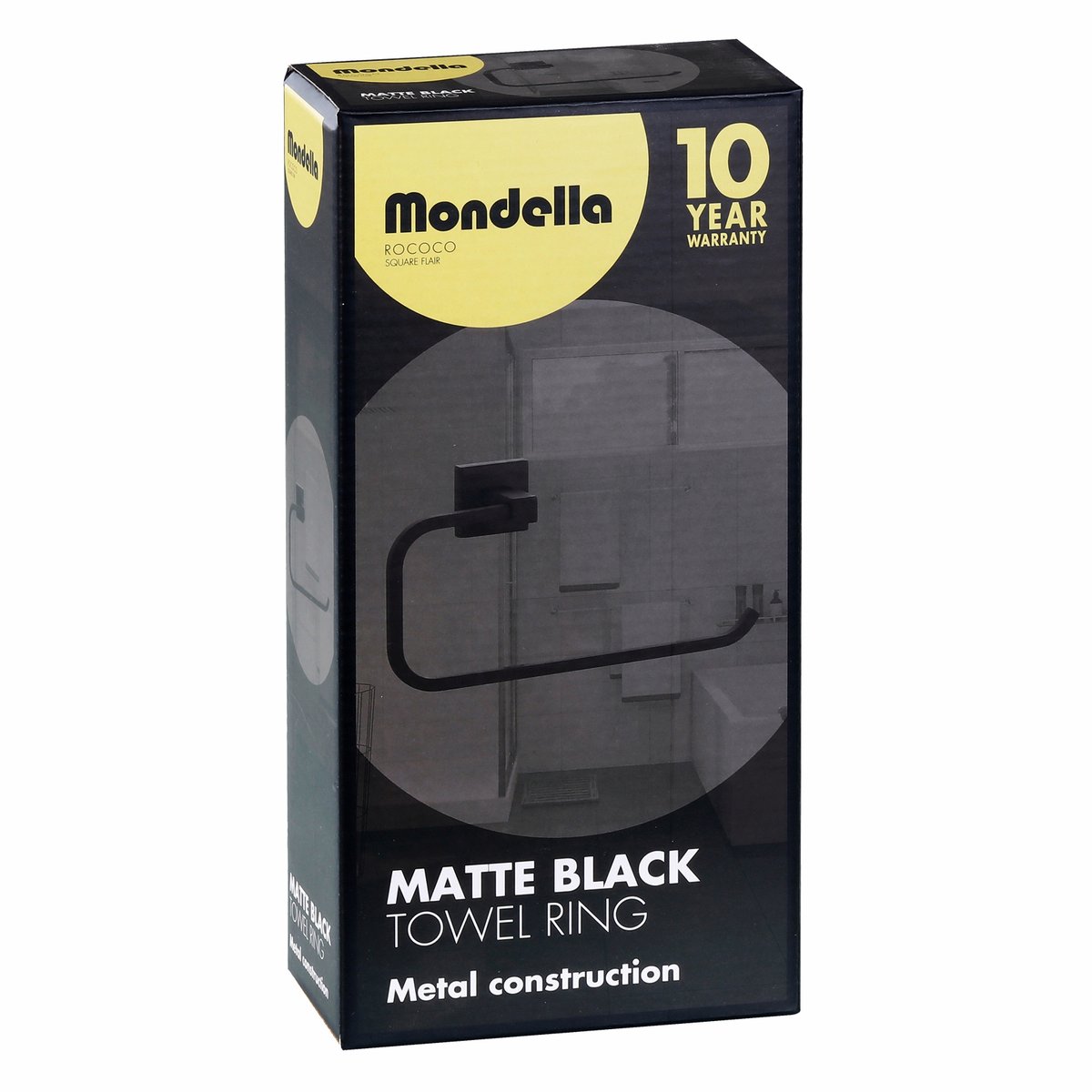 Mondella Matte Black Rococo Towel Ring - 245mm x 120mm x 60mm - Zinc