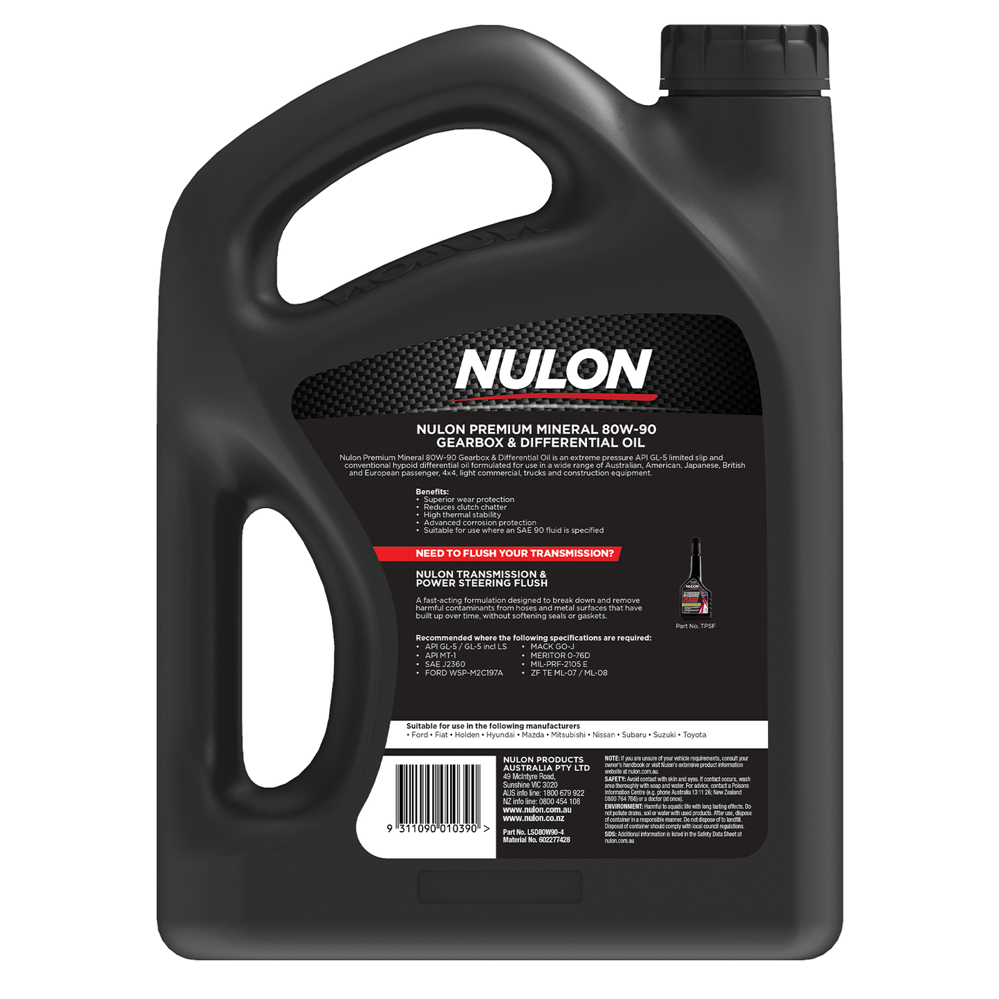 Nulon Manual Gearbox & Differential Oil - 80W-90 - 4L