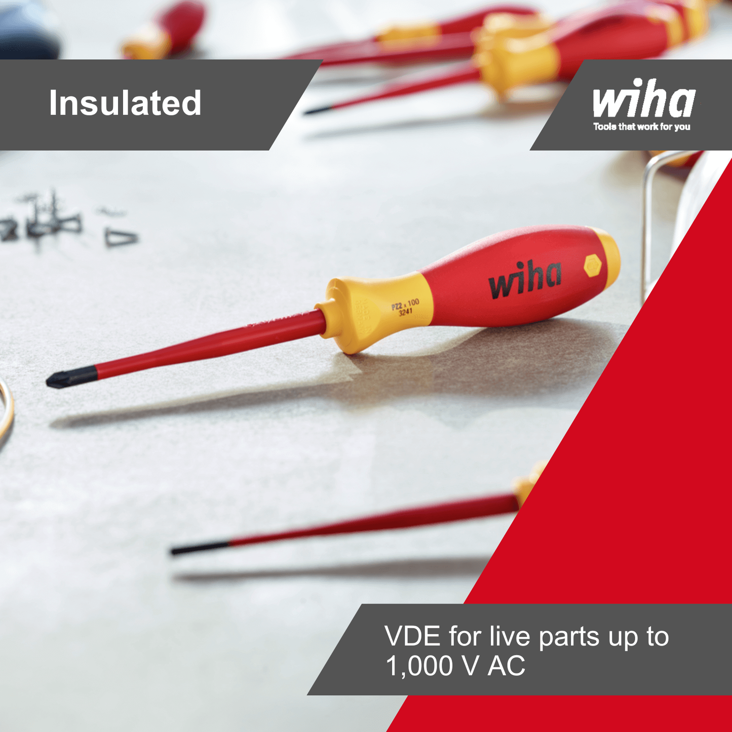 Wiha VDE Insulated Softfinish Phillips Screwdriver - PH1 - 80mm