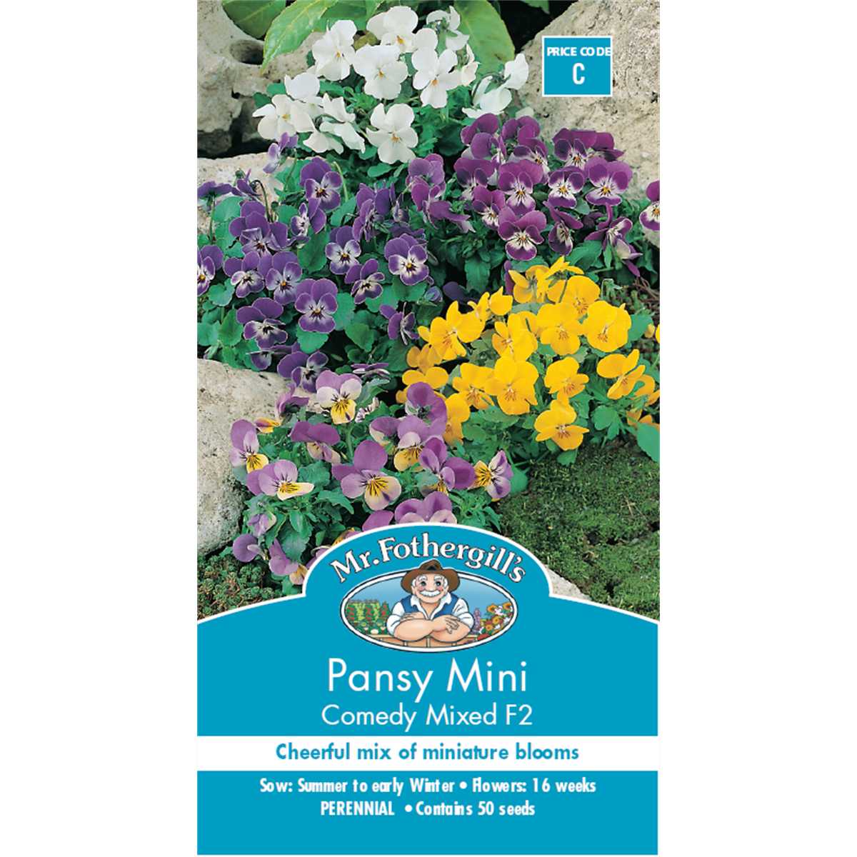 Mr Fothergill Mini Pansy Flower Seeds - 16 Weeks - Frost Hardy - Edible