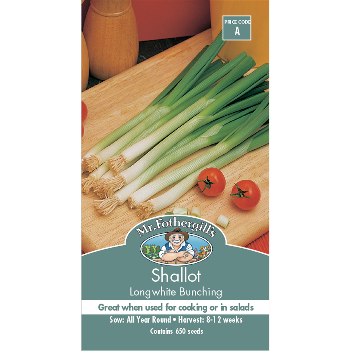 Mr Fothergill Longwhite Bunching Shallot Seeds 75mm Green Versatile