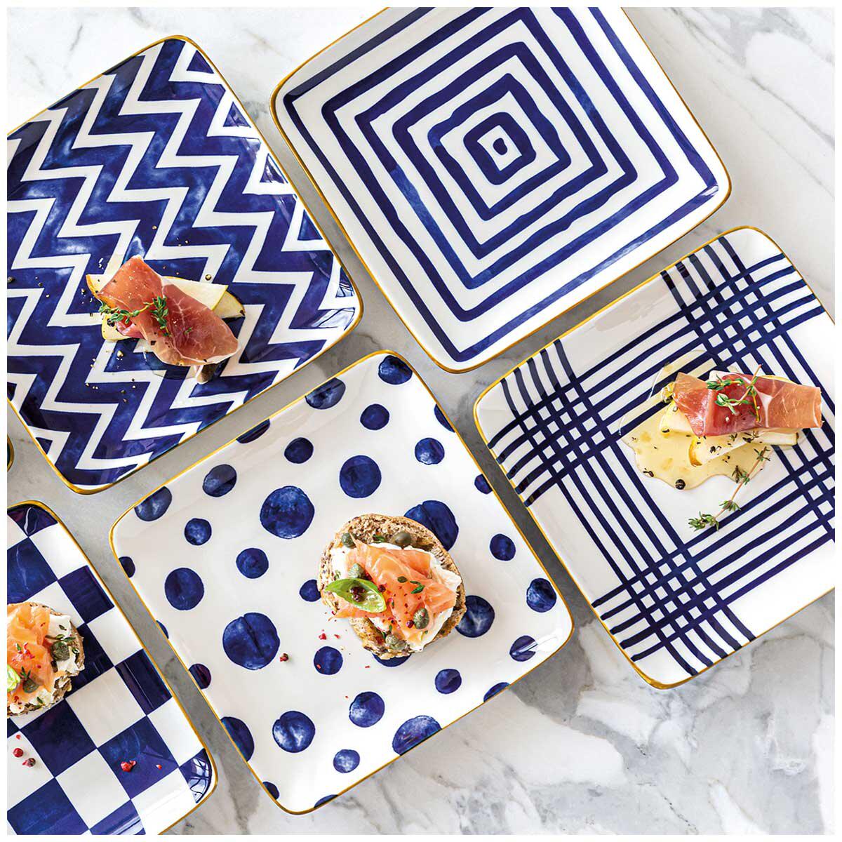 over&back Appetiser Square Plates 6 Piece Set