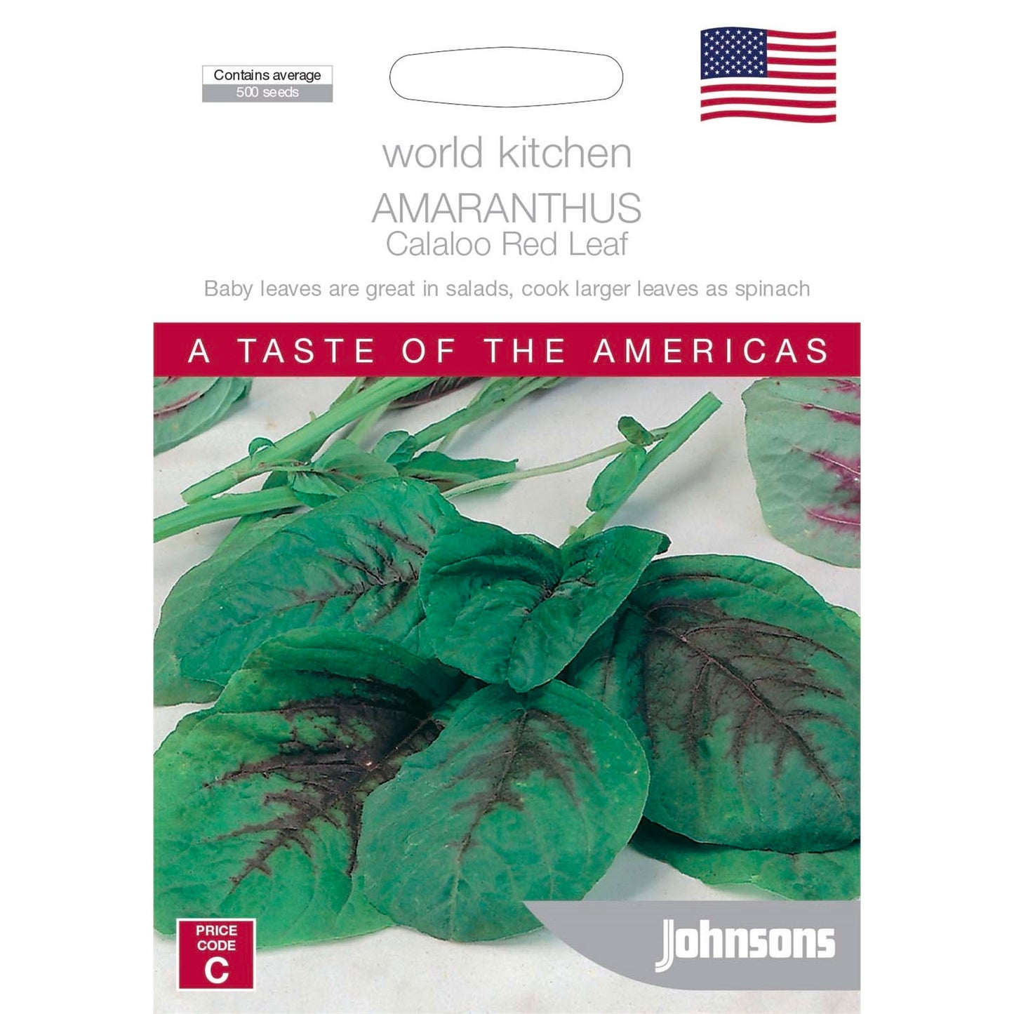 Johnsons World Kitchen Amaranthus Callaloo Seeds - 95mm