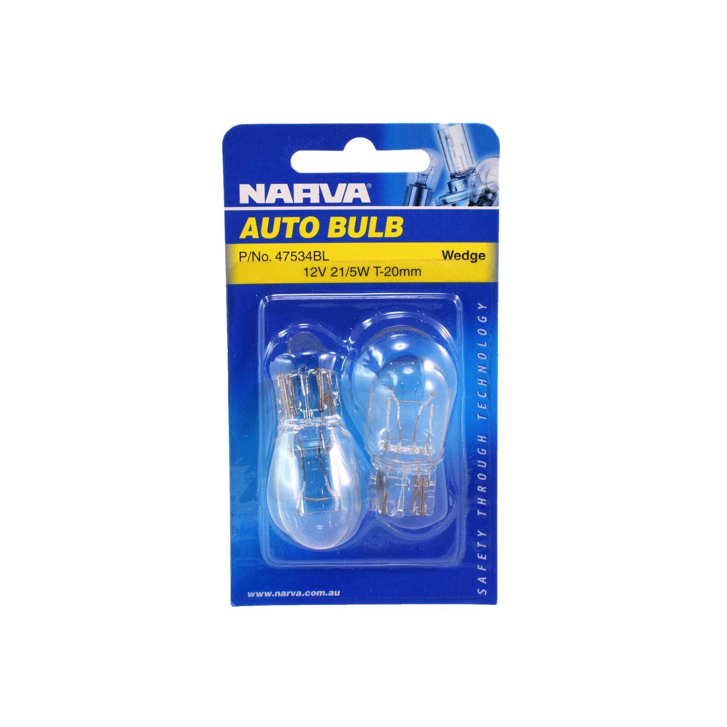 Narva T20 Incandescent Wedge Globe - 12V 21/5W - 2 Pack