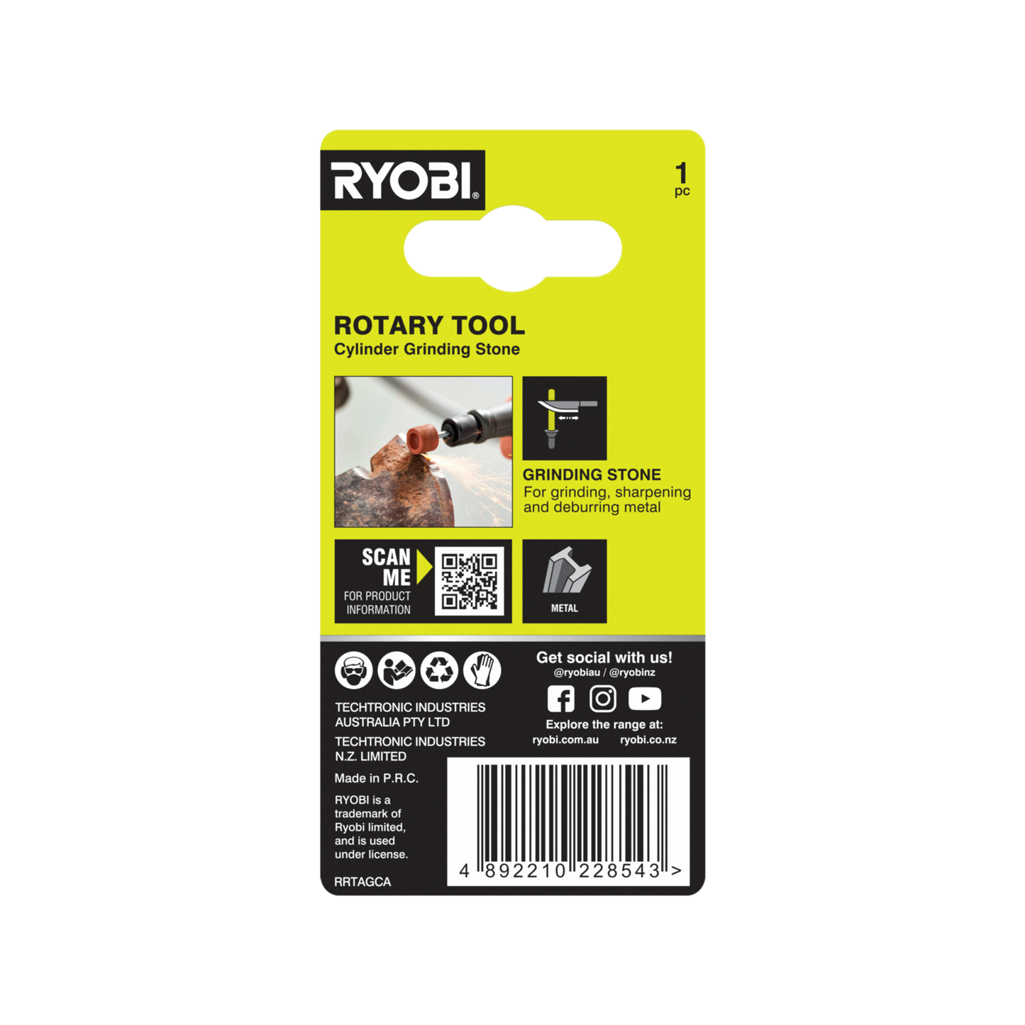 Ryobi Rotary Cylinder Grinding Stone - 9.5mm