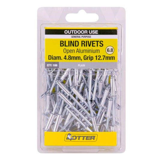 Otter Open Aluminium Blind Rivets - 8 x 12mm - 100 Pack