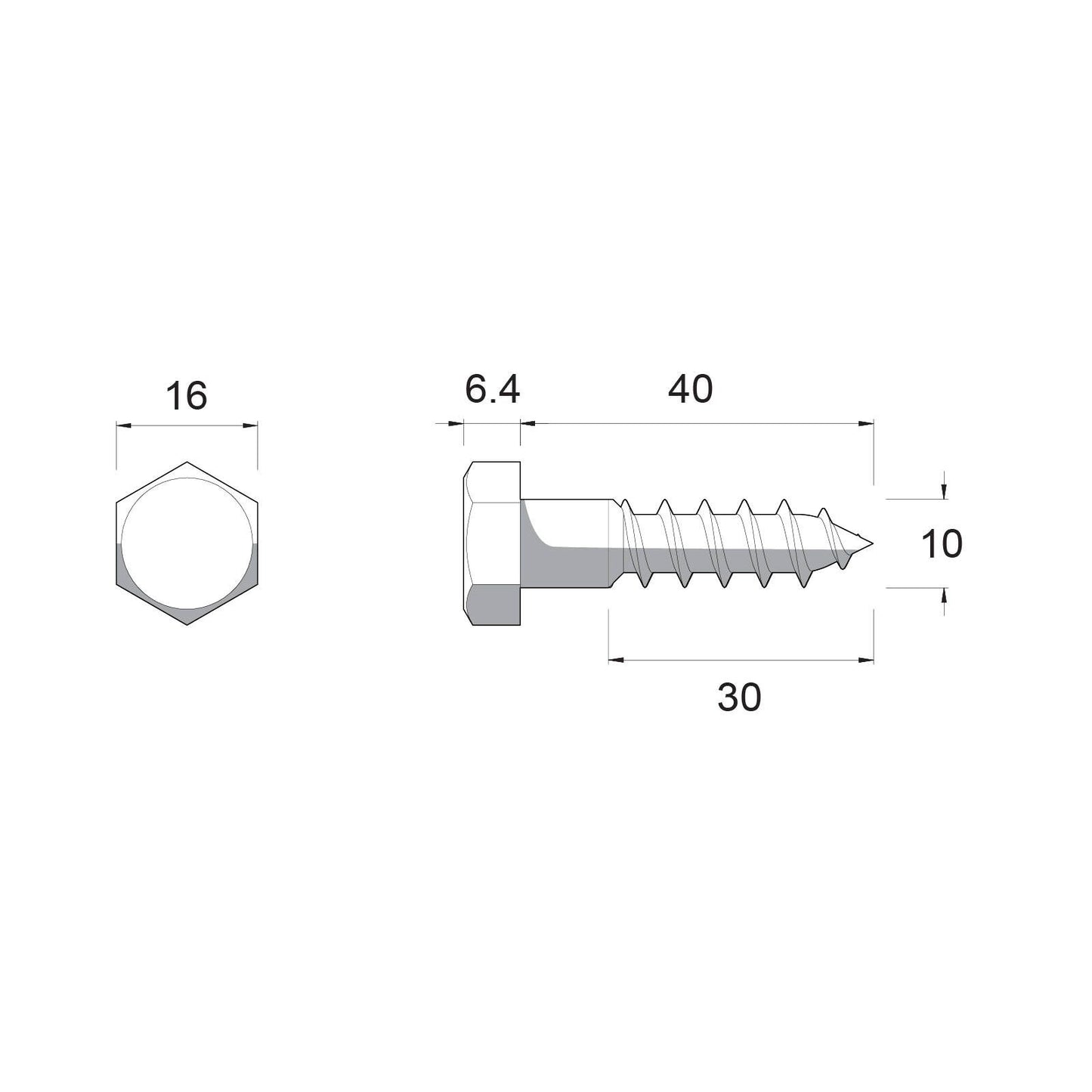 Zenith M10 x 40mm Hot Dipped Galvanised Black Hex Head Coach Screws