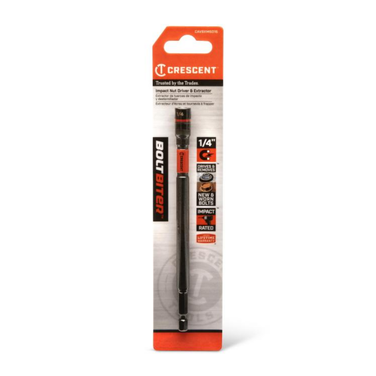 Crescent Bolt Biter Magnetic Impact Nut Driver & Extractor - 1/4" x 6"