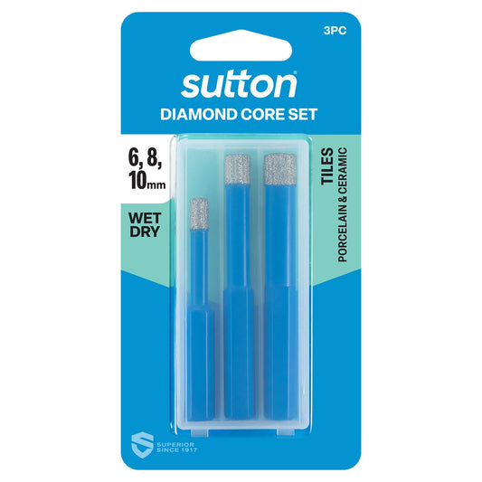 Sutton Tools Diamond Core Bit Set - 6, 8, 10mm - 3 Piece