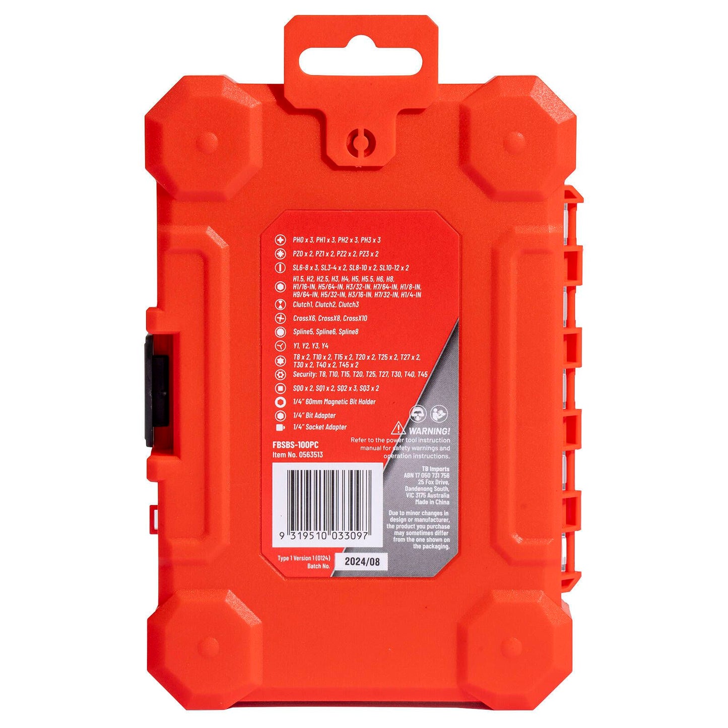 Full Boar Screwdriver Bit Set - 100 Piece - 168 x 35 x 118mm