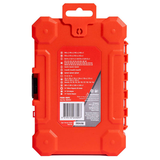 Full Boar Screwdriver Bit Set - 100 Piece - 168 x 35 x 118mm