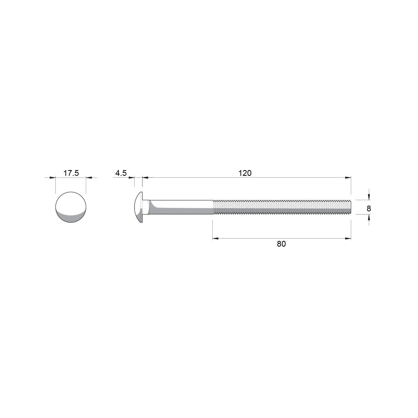 Zenith Hot Dip Galvanised Cup Head Bolts & Nuts - M8 x 120mm - 25 Pack