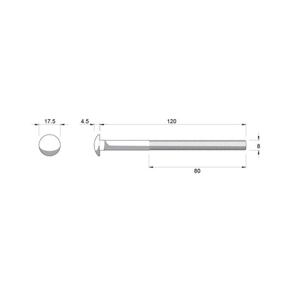 Zenith Hot Dip Galvanised Cup Head Bolts & Nuts - M8 x 120mm - 25 Pack