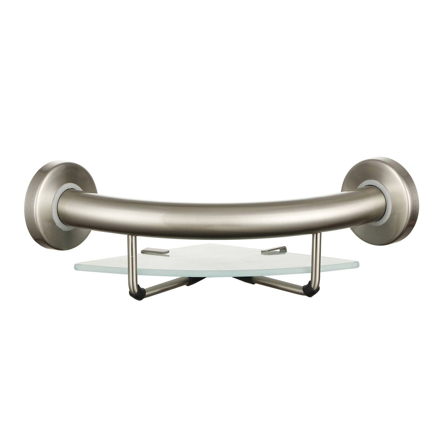 Evekare Brushed Nickel Corner Shelf with Grab Rail - 270 x 120mm