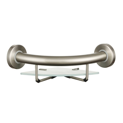 Evekare Brushed Nickel Corner Shelf with Grab Rail - 270 x 120mm