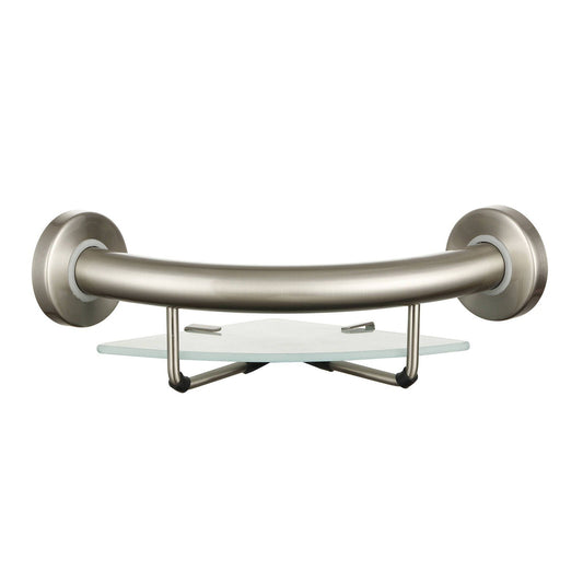 Evekare Brushed Nickel Corner Shelf with Grab Rail - 270 x 120mm