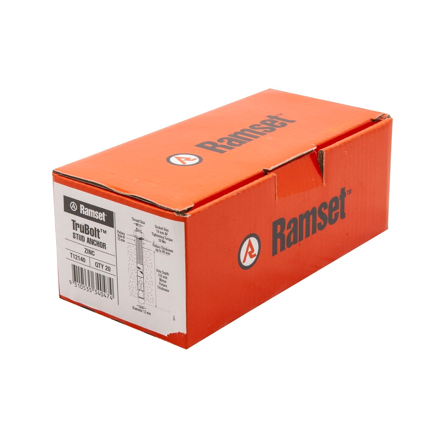 Ramset Trubolt Stud Anchor - M12 x 140mm - 20 Pack