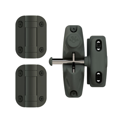 Protectoral g8safe Double Sided Gravity Latch & Hinges Gate Kit - 140mm - Woodland Grey